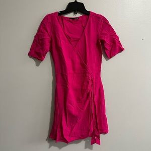 Abercrombie & Fitch pink wrap around polka dot dress